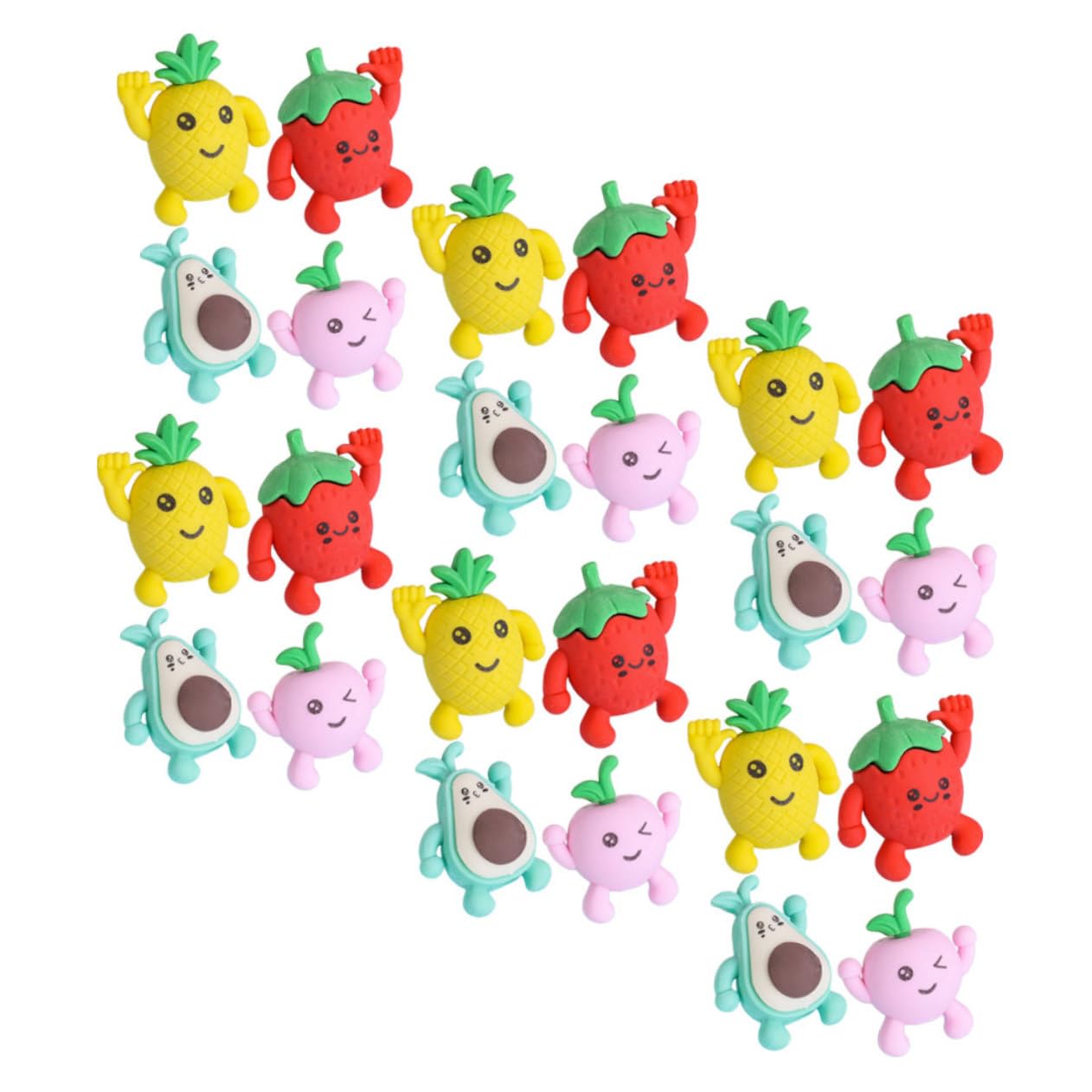 LALAFINA Eraser Pack 36pcs Boys and Girls Fruits Erasers Sturdy and Portable for Painting and Coloring
