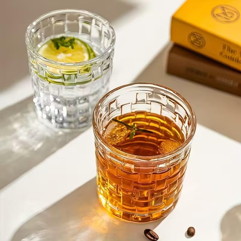 Image of PrimeWorld Crystal Whiskey Glasses Set of 6 | 250ml Hand-Blown Crystal Drinking Glasses with Weighted Bottom | Premium Barware for Bourbon, Scotch, Cocktails, Whisky, Wine & Beverages