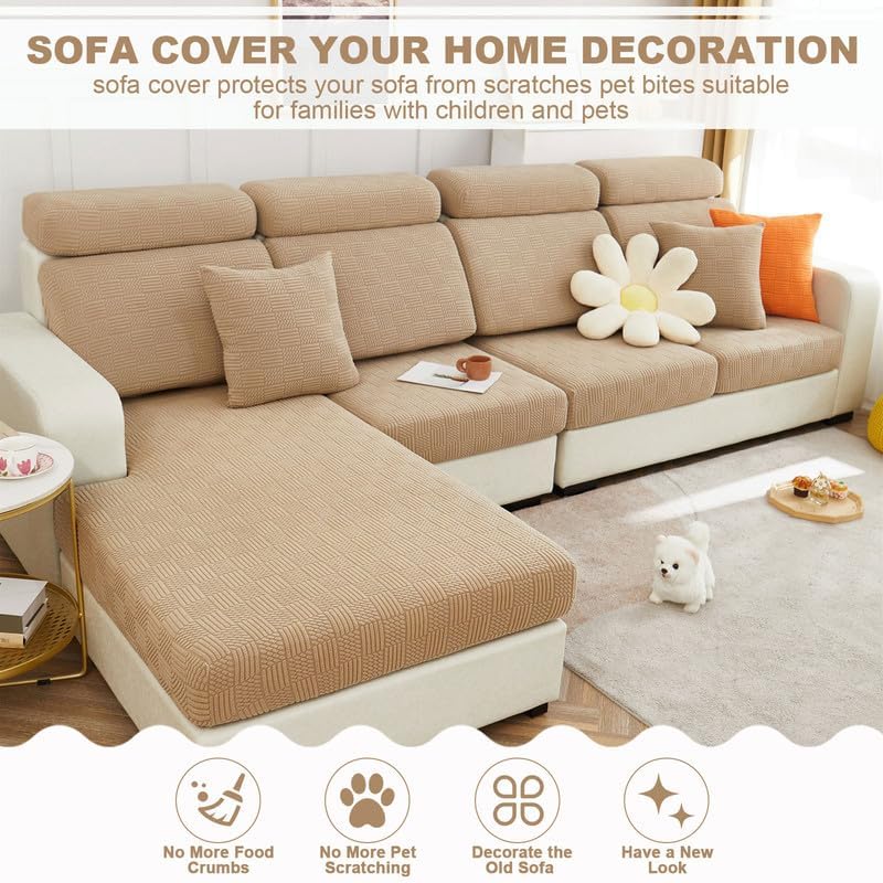 Miniatura 2 de JOVELL Fundas elásticas para sofá de 3 cojines, funda universal resistente al desgaste con parte inferior elástica, funda mágica para sofá,