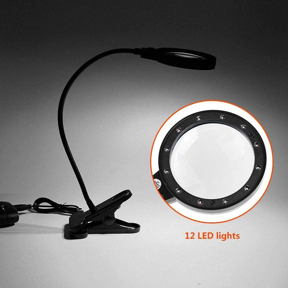 Lampa z lupą na biurko, oświetlony klipsem Blat lampy z lupą na biurko Lampa LED z lupą z zaciskiem do sypialni Salon Biuro Czytanie Obserwacja owadów piękna sceneria Chaser of Light