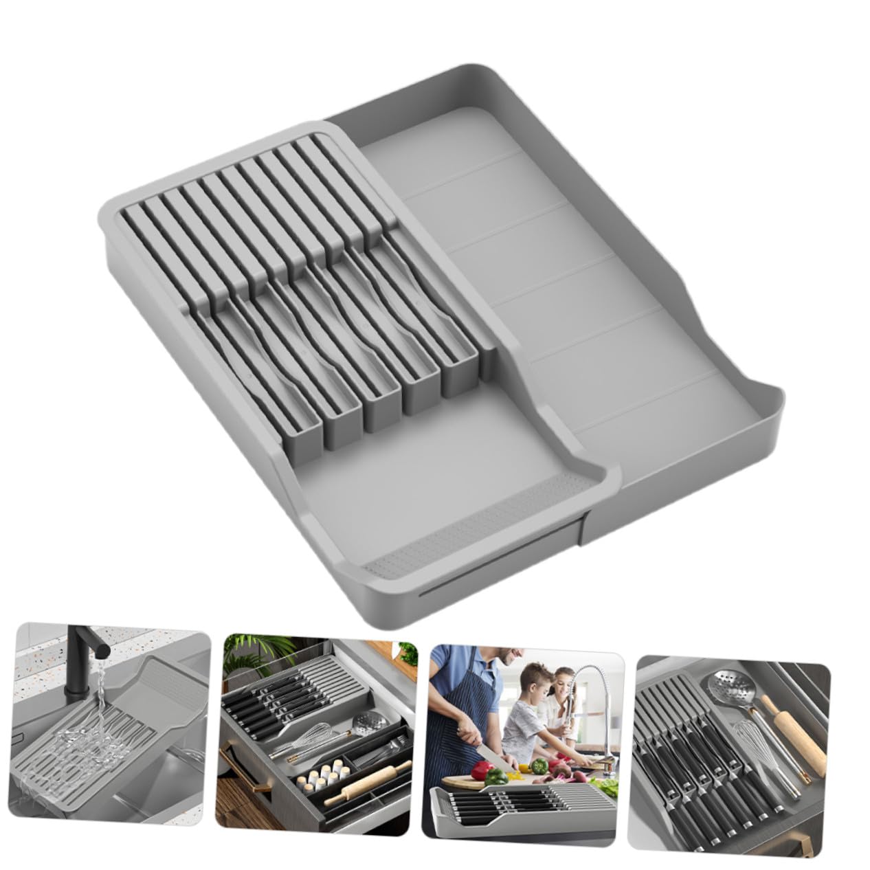 VALICLUD Organizador de de Cocina Gris Soporte de Escritorio Multifuncional de Resistente con Separadores para Protección de Fácil Limpieza y Orden Encimeras