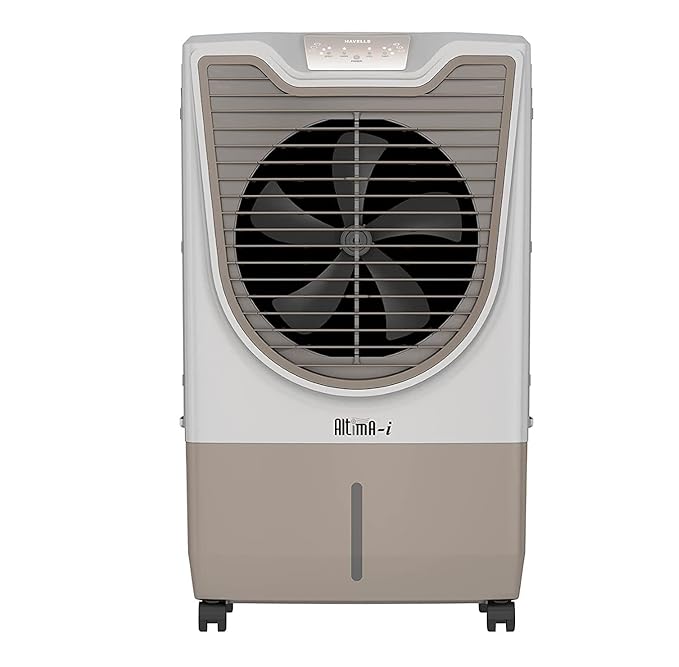Havells Altima-i 70 Litres Desert Air Cooler- Electronic panel with Remote; Odour Free 3 Side Honeycomb Pads; Ice Chamber, Low water Alarm and Powerful Air Delivery (White - Champagne Gold)