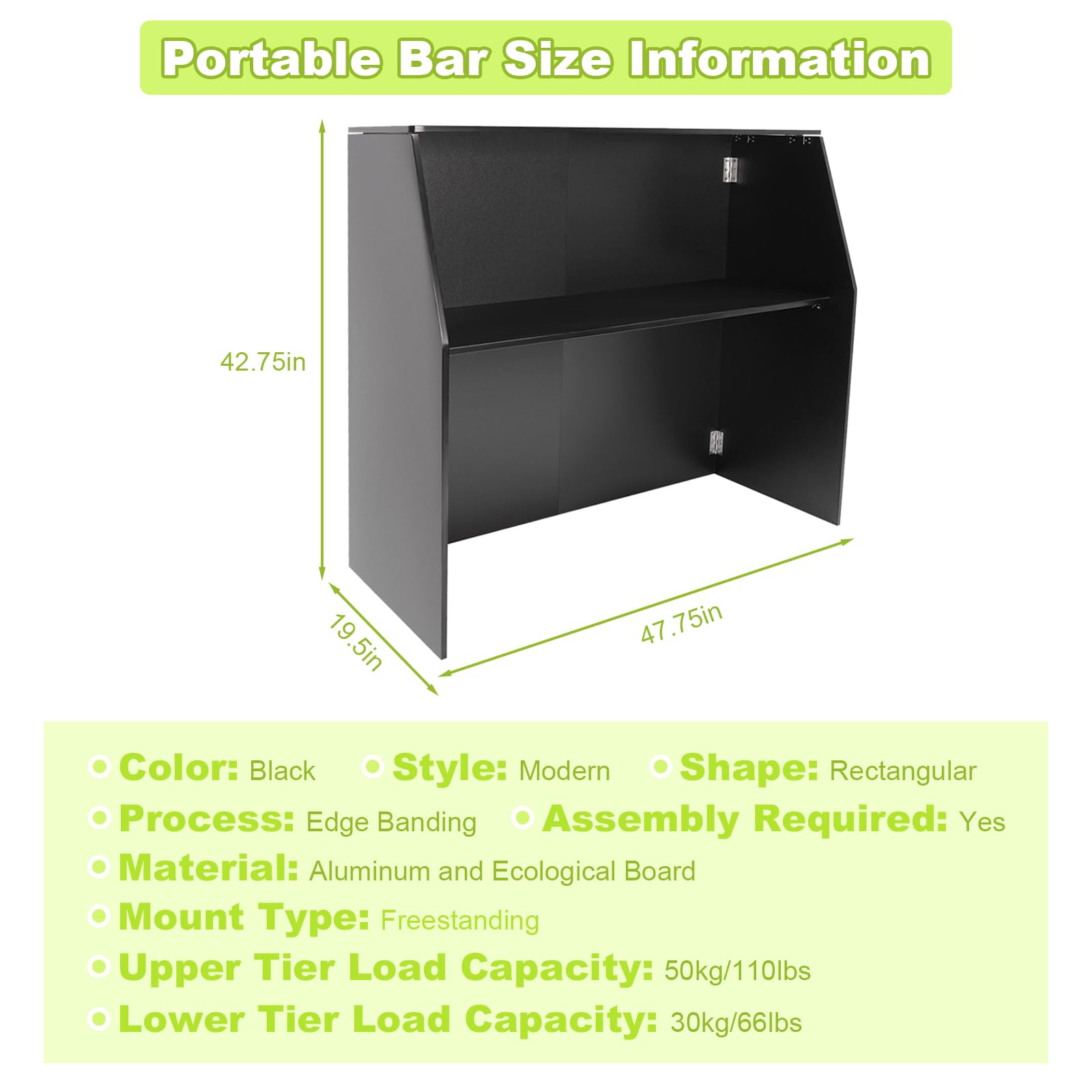 Mobile Bar Counter 4 Foot Folding Portable Bar - Mobile Event Bar With ...