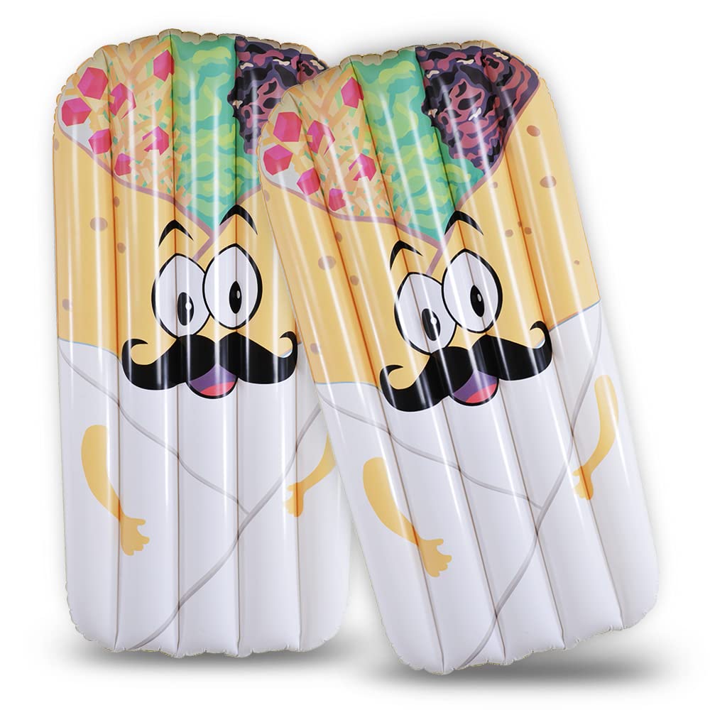 Mr. Burrito Pool Float 2 Pack, Summer Fun Inflatable Giant Burrito Float for Adult and Kids, 68 Inches Swim Pool or Beach Toys