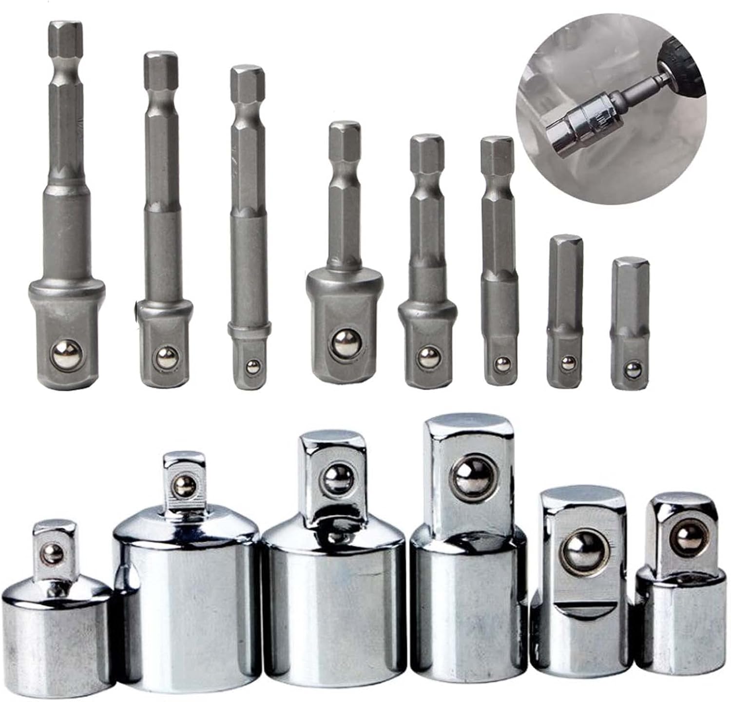 6 Pezzi 1/2"3/8" 1/4" Socket Ratchet Converter Riduttori Adattatori ...