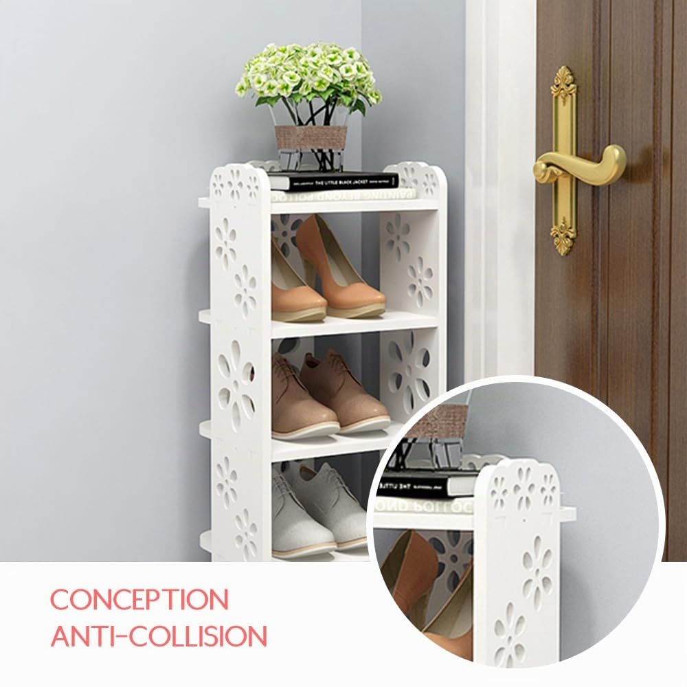 Dripex Etagère à Chaussures Blanche, Étagère de Rangement Gain de Place, Montage Ultra Facile, Meuble Compact pour Entrée Couloir Salon, 6 Niveaux