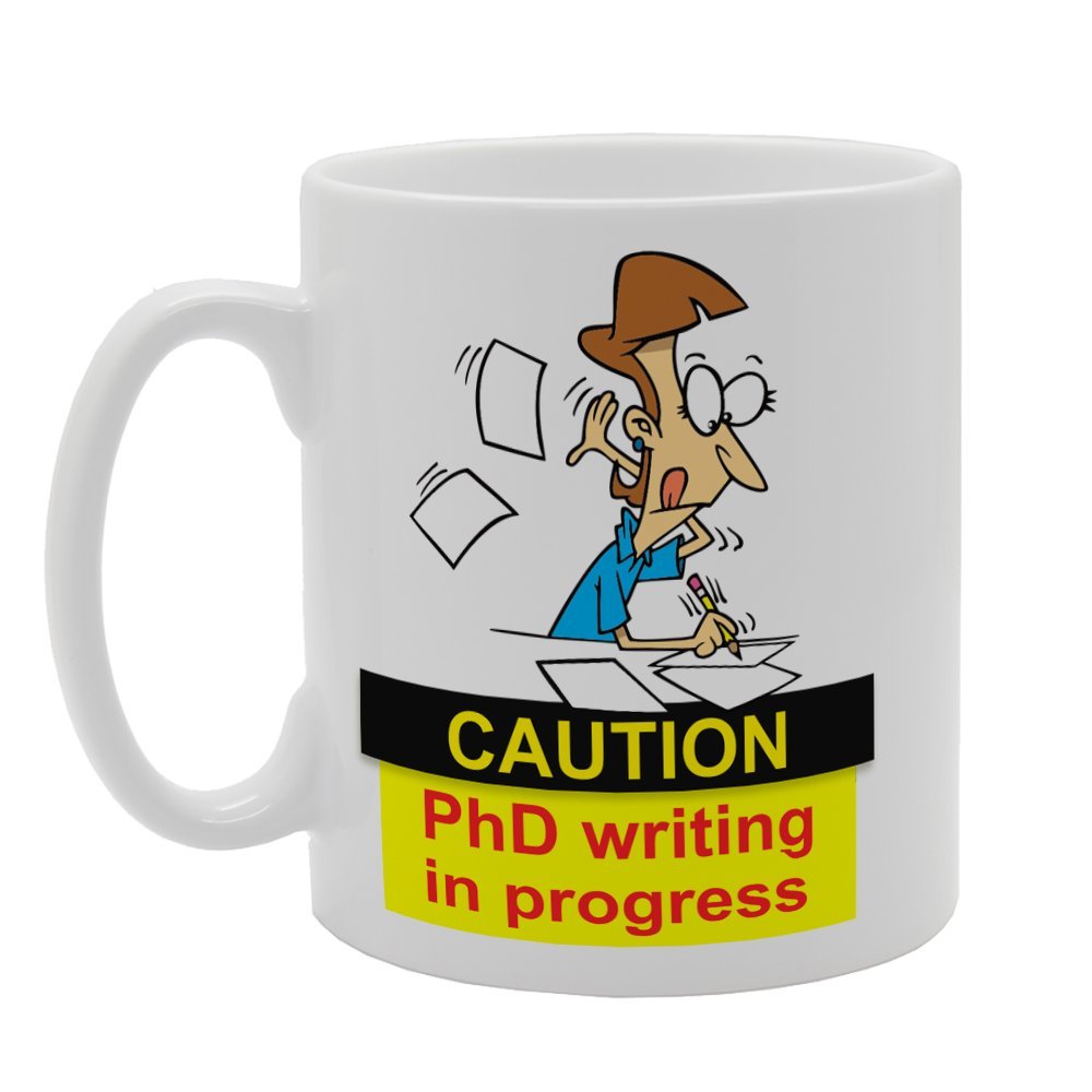 Coralgraph Inc Men's White Mg4082 Caution Phd Writing In Progress Novelty Gift Printed Tea Coffee Ceramic Mug
