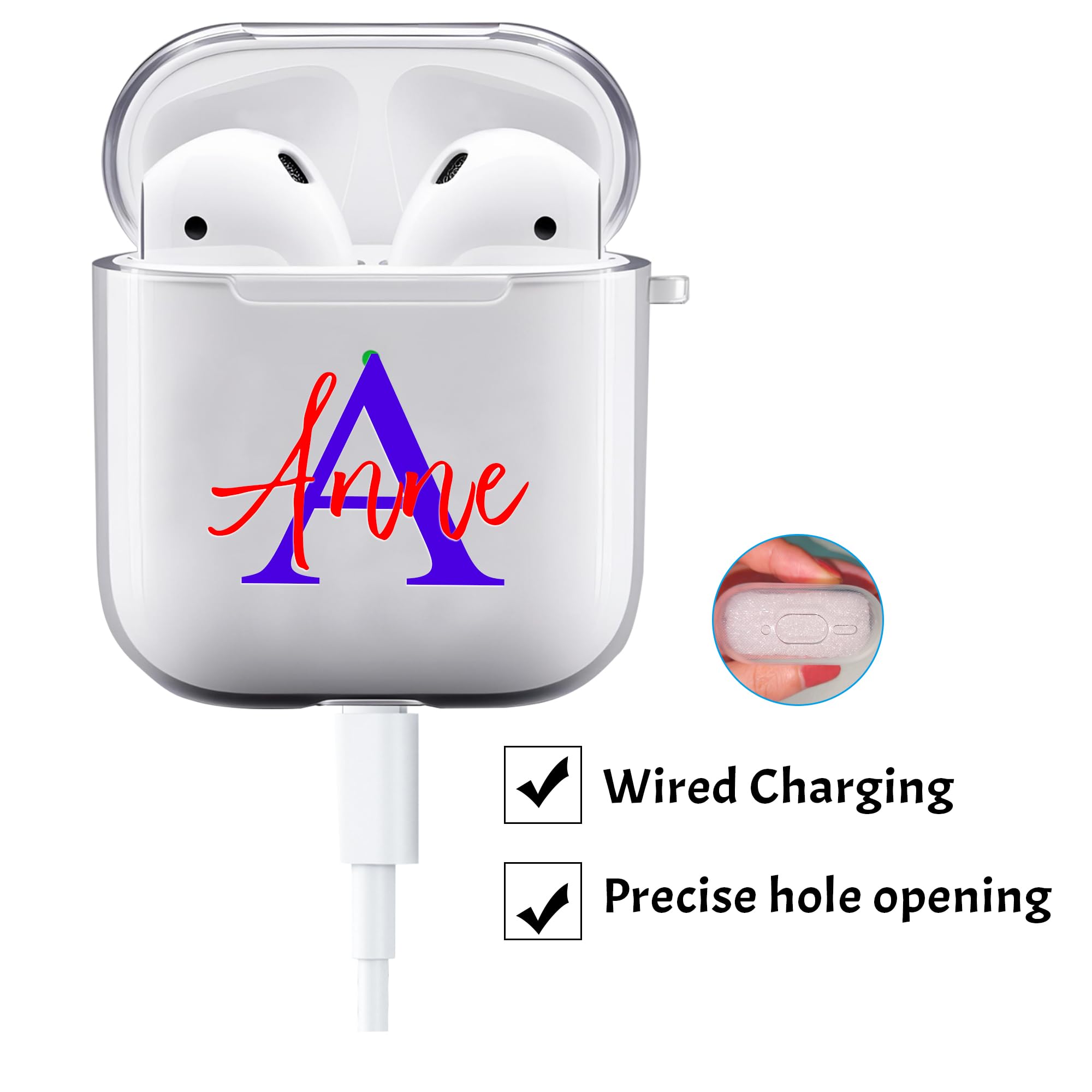 Étui Personnalisé Pour AirPods 4 (2024) - TPU Transparent Avec Nom/Initiales - Protection Anti-Choc - Charge Sans Fil Compatible