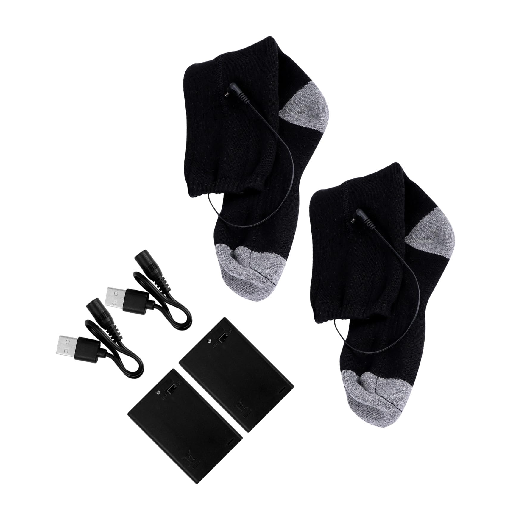 Zerodeko Elektrische Beheizbare Wintersocken mit USB Polyester Faltbar Heiztemperatur 50℃ für Outdoor Reisen im Winter Schwarz