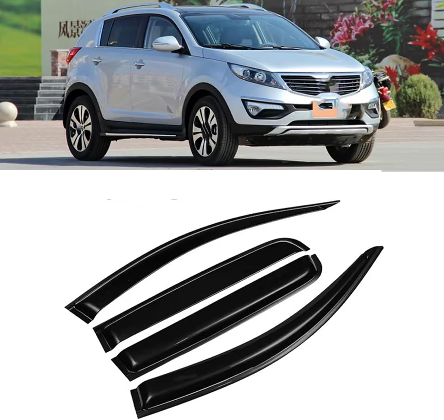 Nwsplmy Normal Wind Deflectors For Kia Sportage 2011 2012 2013 2014 2015 2016, Rain Guards Window Visors, 4-Piece, Protects Against Fading & Cracks