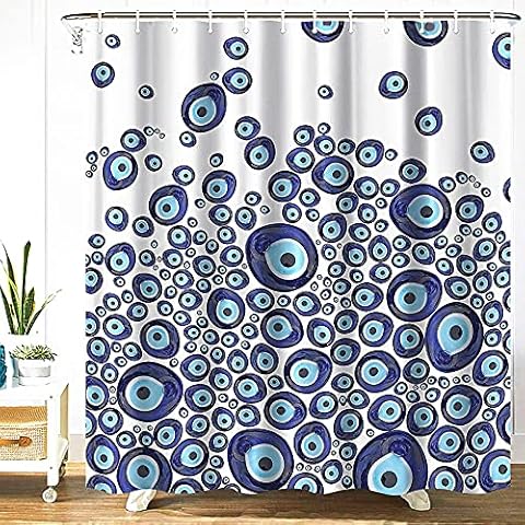 SPXUBZ Blue Evil Eye Shower Curtain Set Cover