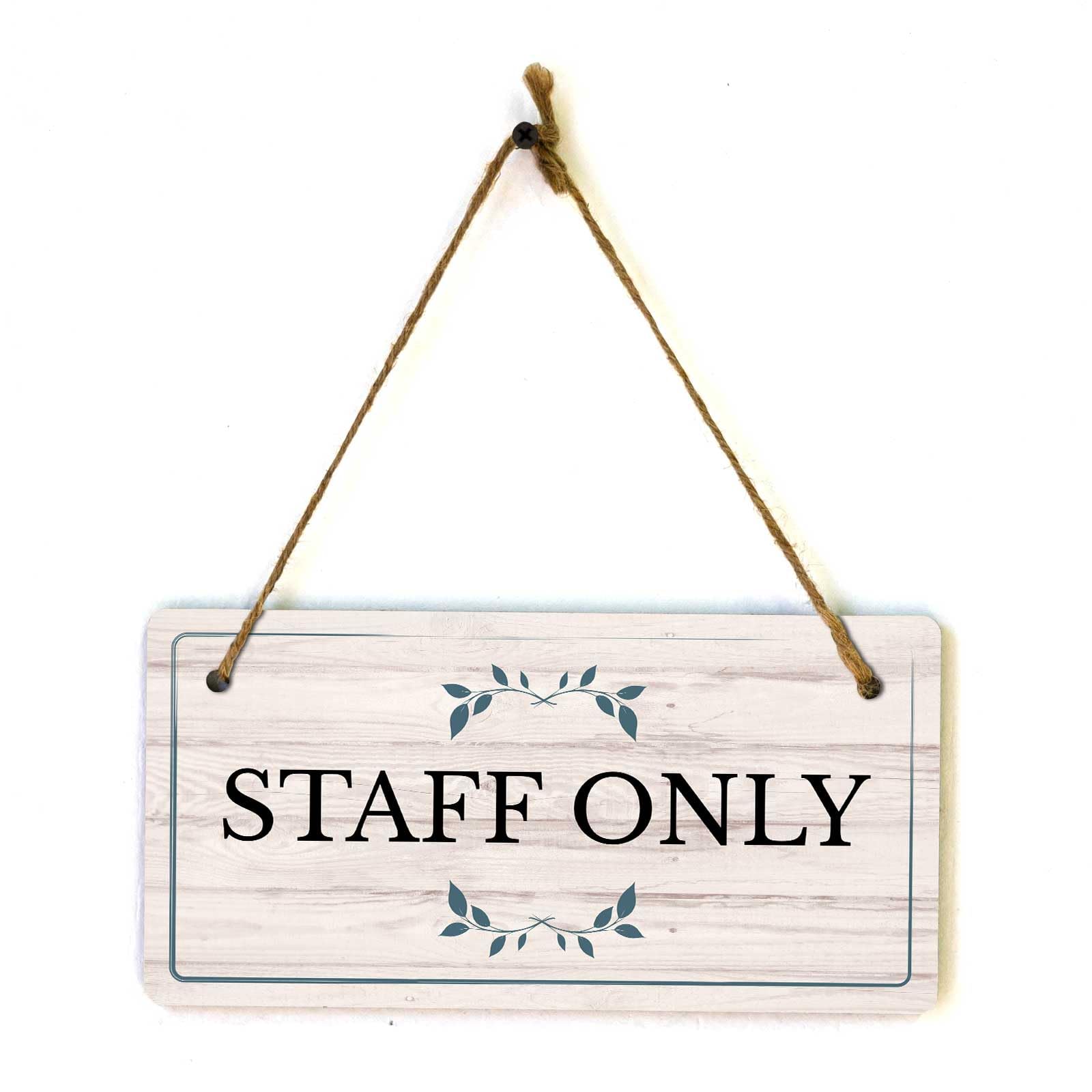 12X6 Inch Staff Only Rustic Light Wood Sign - Hanging Restricted Plaque, Perfect for Break Rooms/Staff Areas, Security Gift for Business Owners