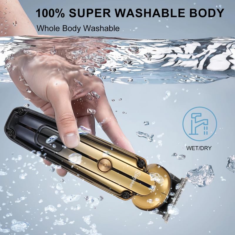 Image of HATTEKER HT-6168 Premium ABS Body 0 gapped T-blade Outlining for Barbers 0mm Hair Clipper Cutter Wireless Hair Grooming Set Beard Trimming & Styling IPX6 waterproof USB Type-C LED Display 180 Mins