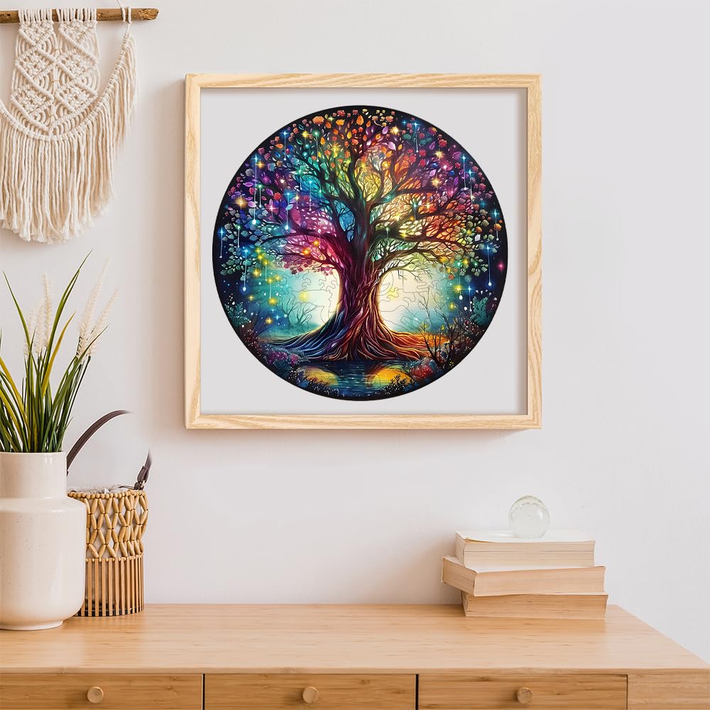 Puzzle Bois Arbre De Vie – 192 Pièces – 28x28 Cm – Formes Irrégulières – Avec Boîte – Cadeau Adulte/enfant