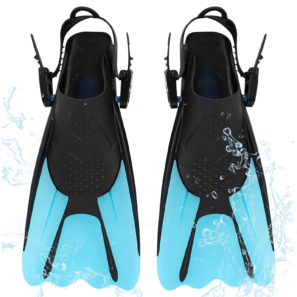 Schnorchelflossen, Verstellbare Schwimmflossen Gr.34-38, Unisex Taucherflossen für Kinder & Erwachsene, Kurze Flossen Kinder Erwachsene Verstellbare Flossen für Schwimmen und Schnorcheln