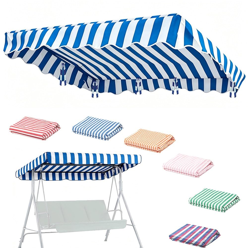 Strisce Tenda Di Ricambio Per Dondolo Hollywood Copertura Per Altalena Giardino Esterno Baldacchino Di Ricambio Per Altalena Balcone(Blue stripe,170x115cm/67x45in)
