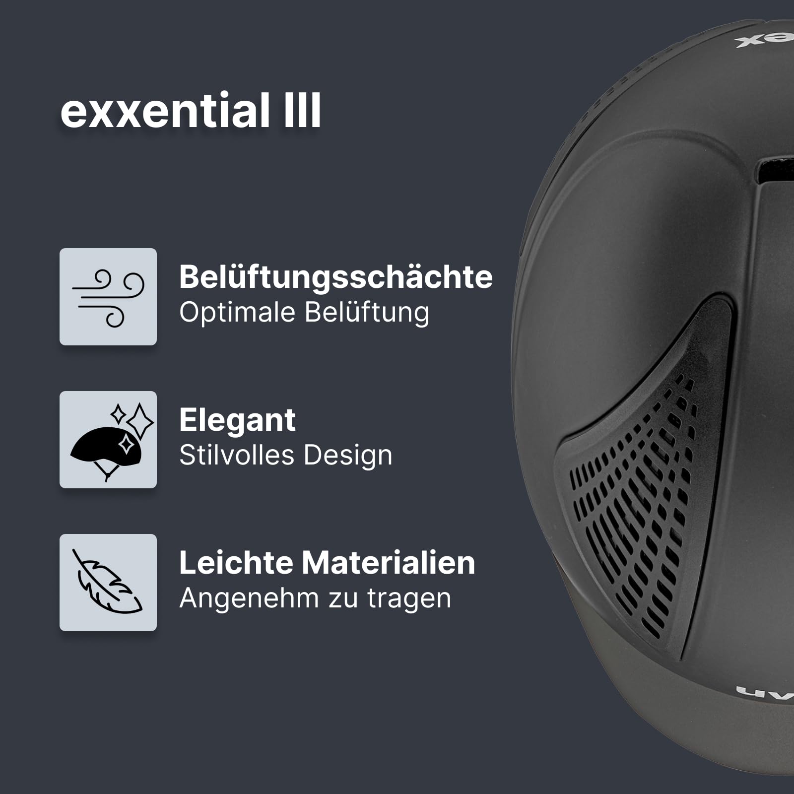 uvex Exxential III Reithelm – Sicherheit & Komfort – Leichtes Inmould-Design – Ponytail Cut