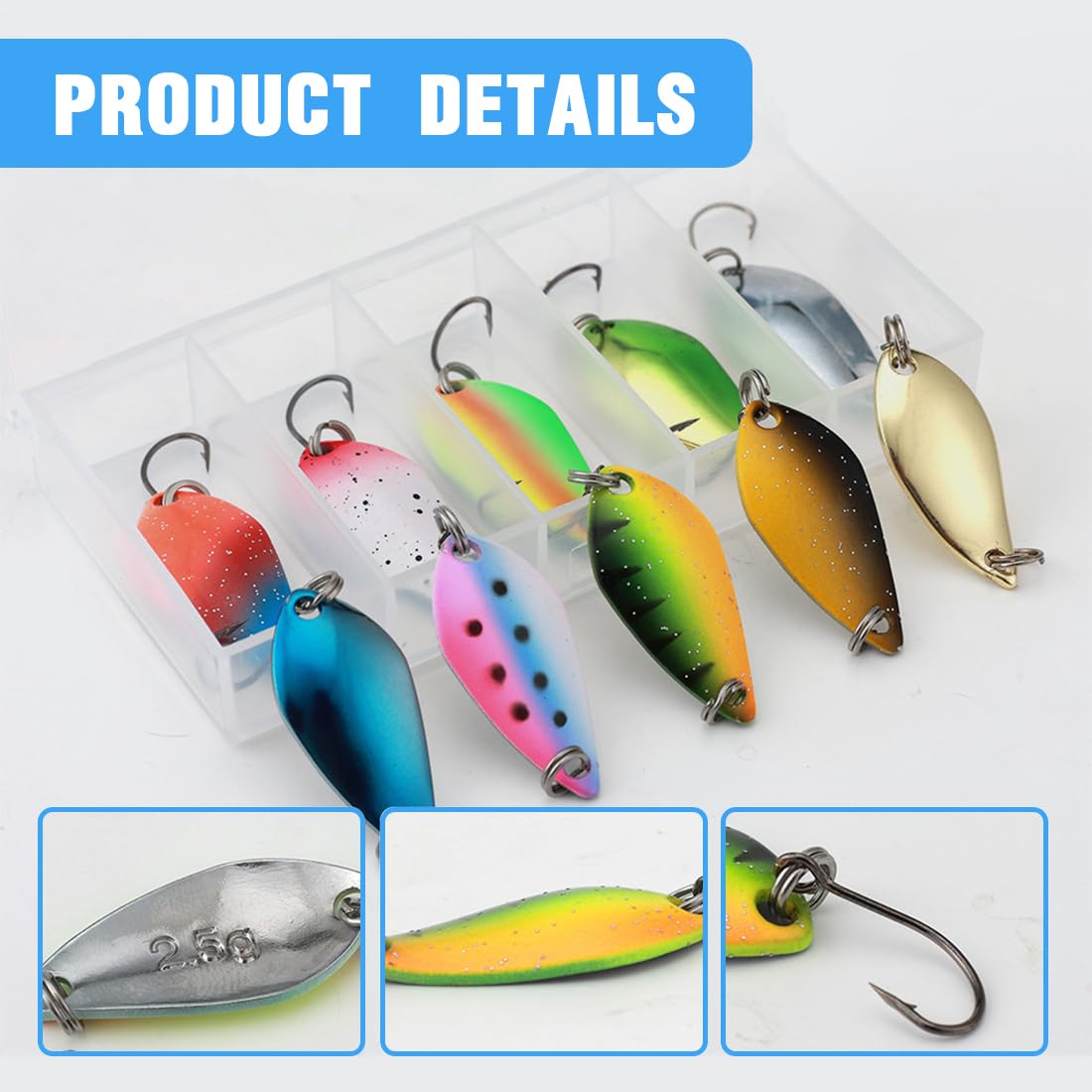 Set di 10 cucchiai da trota, 2,5 g, 3,5 g, 5 g, accessori da pesca, cucchiaio per la pesca alla trota, set di cucchiaini in metallo, cucchiaino per trote e molto altro ancora