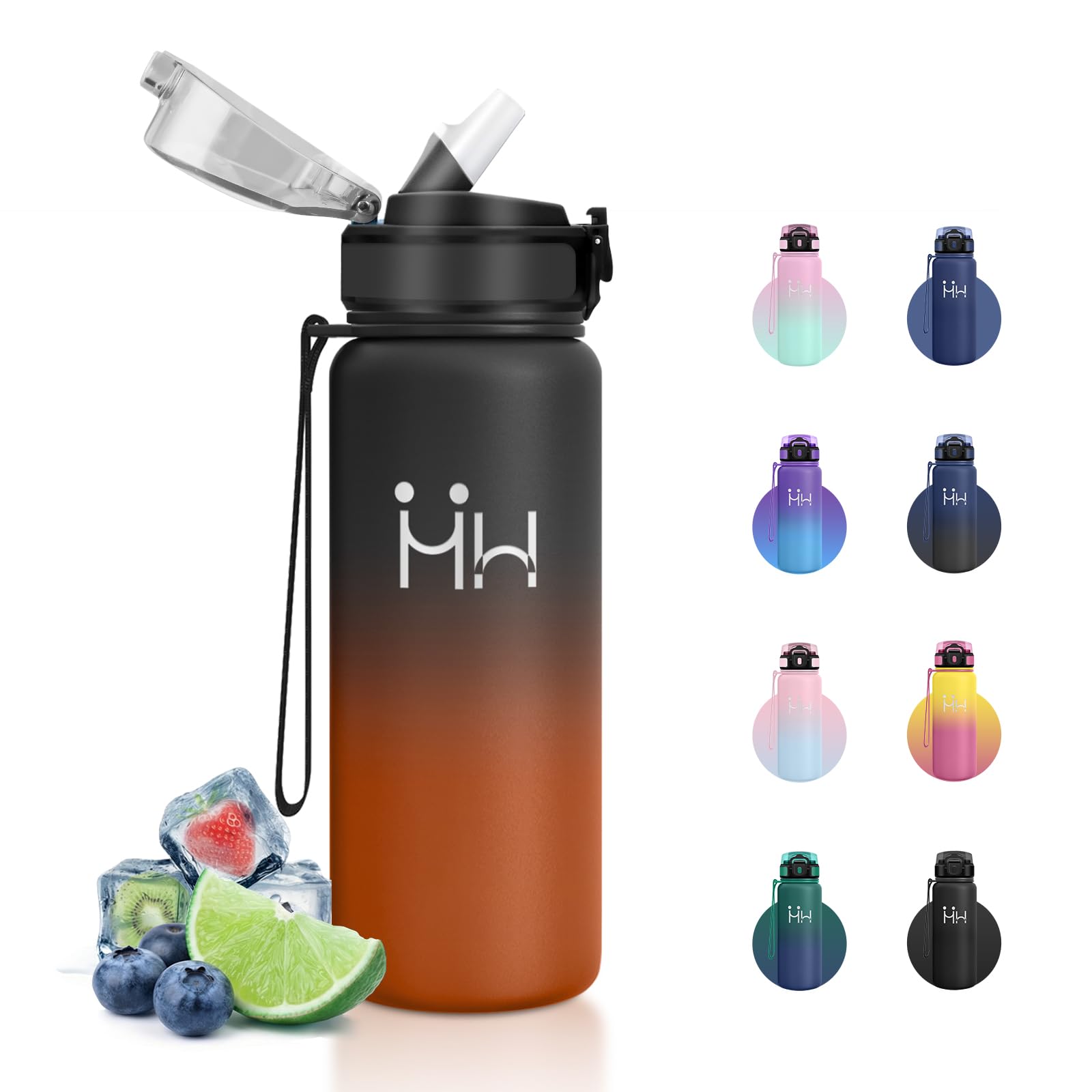 JAPORIA Stainless Steel Water Bottle, 750 ml, Double-Walled Thermal Water Bottle with Straw, BPA-Free, Portable Thermos for Gym, Sports and Daily Use