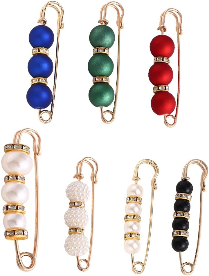 7 Pcs Fashion Pearl Brooch Pins for Women and Girls...