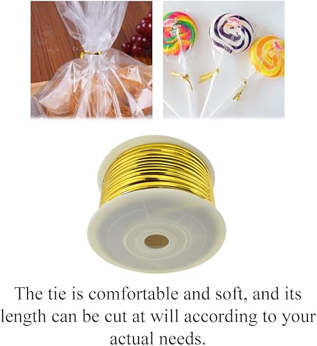 Miniatura 3 de HAHIYO Lazos de metal dorado de 100 yardas300 pies298.6 ft para bolsa de café, corbatas para plantas y jardín, para bolsa de celofán, bolsa de