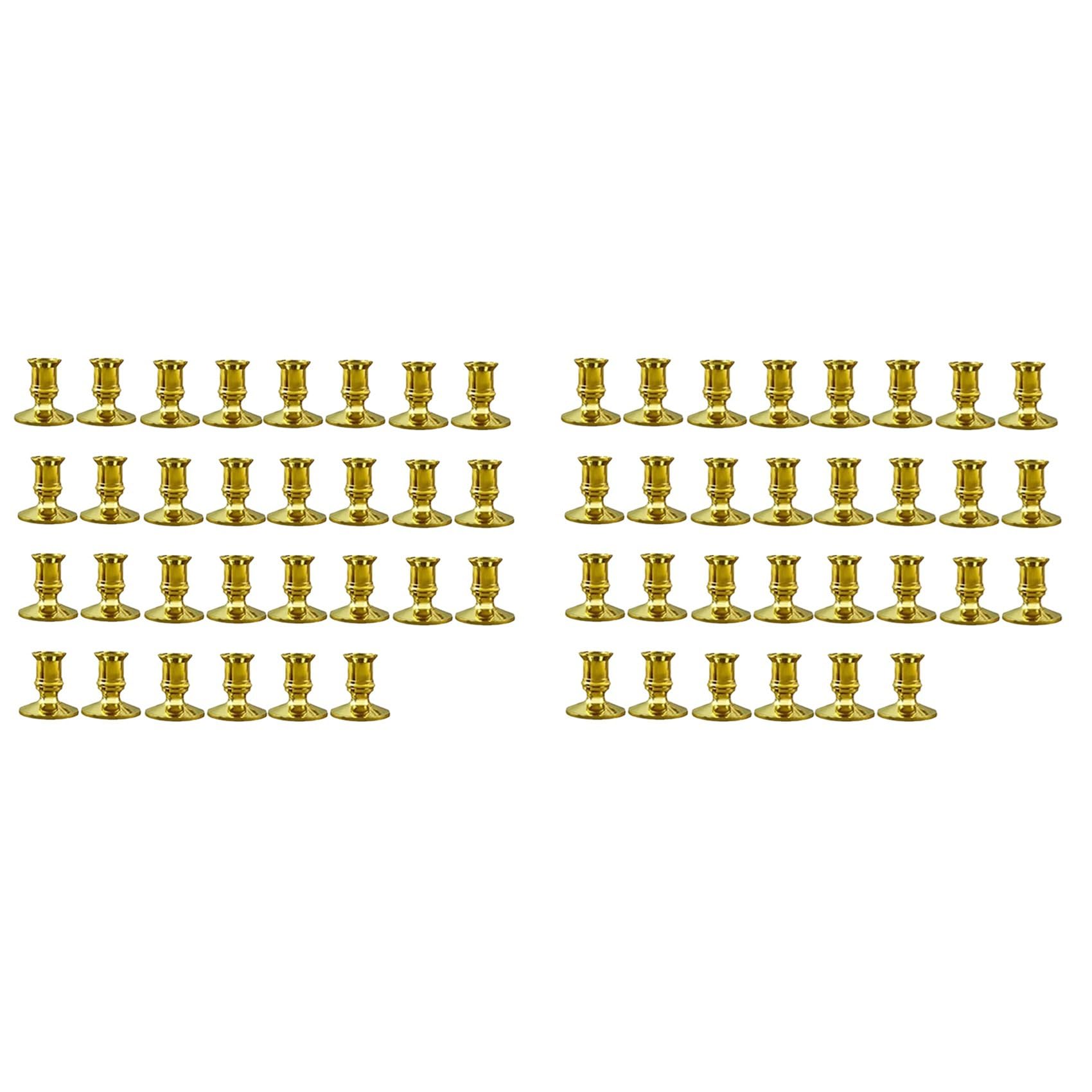 Vjsujehgy 60PCS Gold Pillar Candle Base Taper Candle Holder Candlestick Christmas Decor