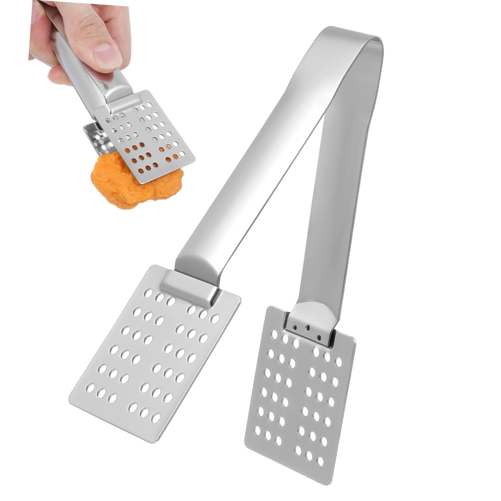 Zerodeko Tea Bag Squeeze Food Tongs Silver Tong 18/10 Stainless Steel Easy to Use Dishwasher Safe Compact