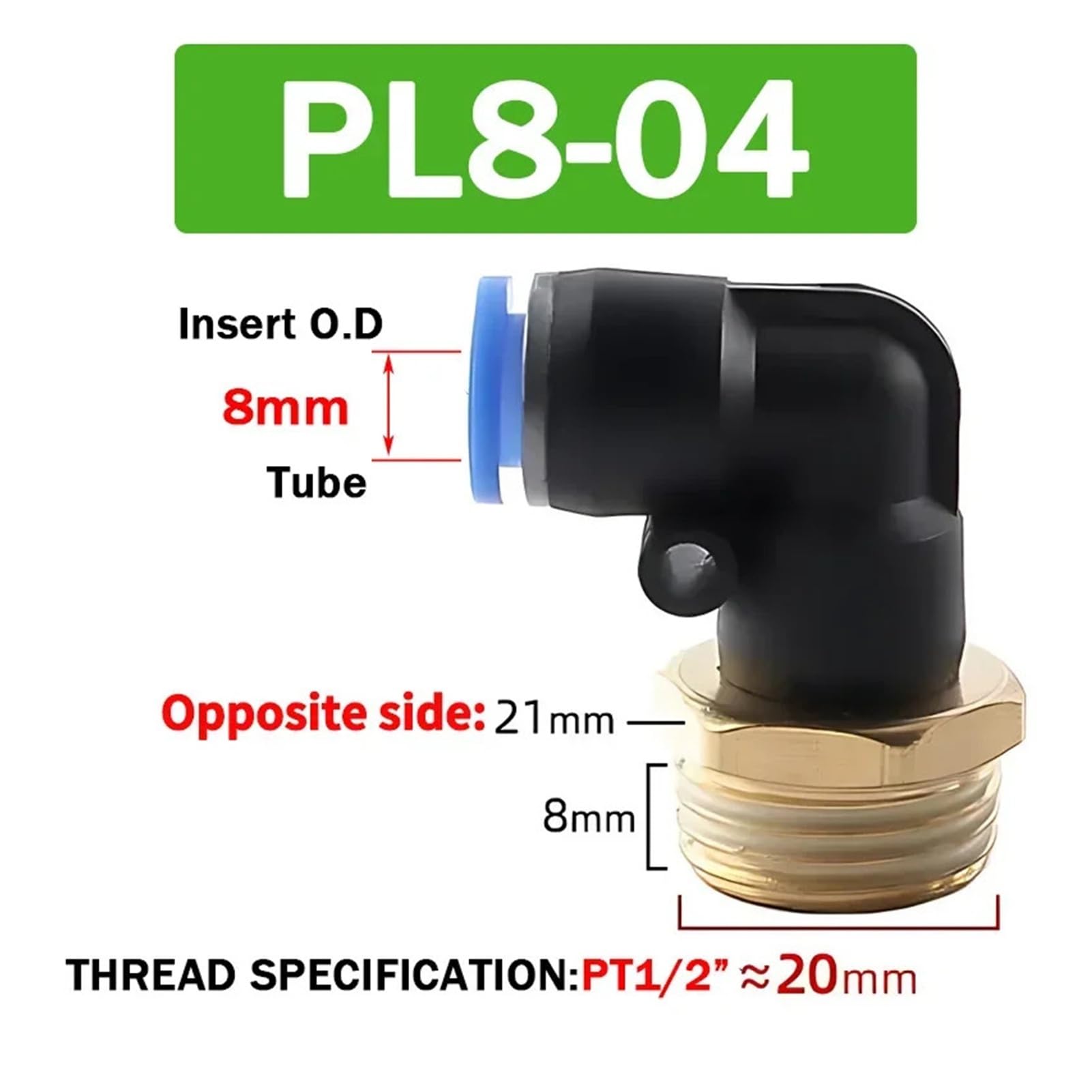 Conector Neumático Acodado, Racer Rápido Manguera Roscada
