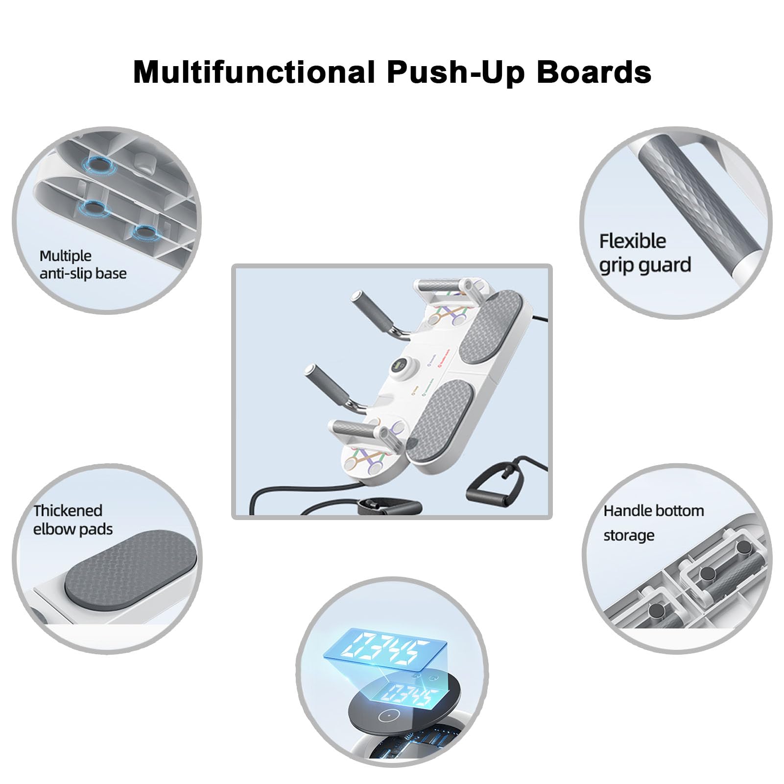 3-in-1 Liegestützbrett, tragbares Heim-Fitnessstudio, Multifunktions-Pushup-Board, Krafttrainingsgerät für Liegestütze, Bauch-Roller, Liegestützstange für Heim-Fitnessstudio