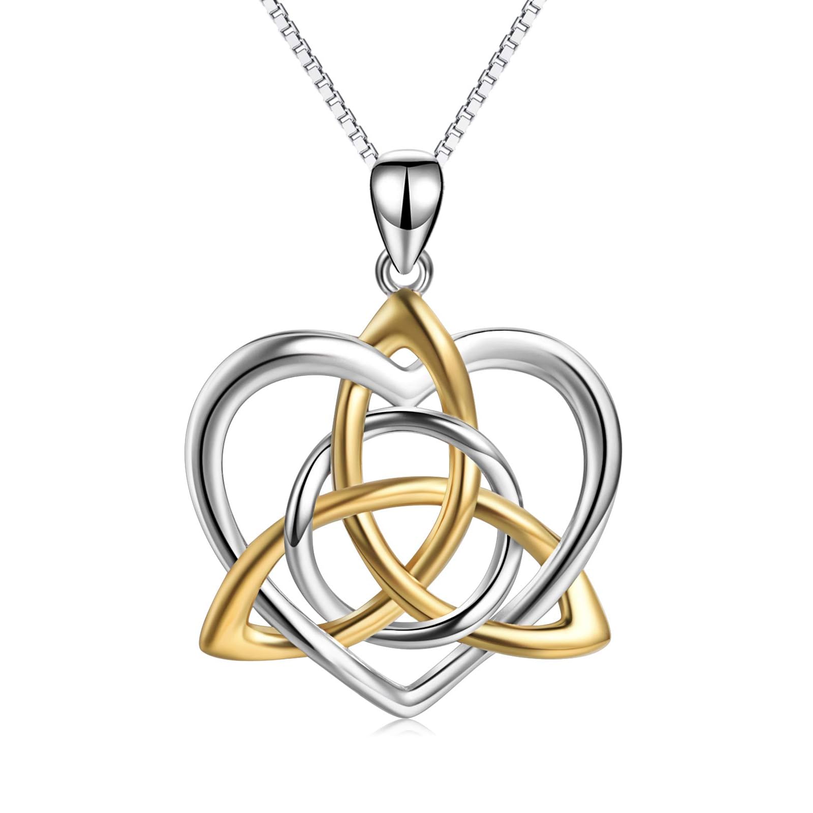 YAFEINI Irisch Keltischer Schmuck Knoten Anhänger kette 925 Sterling Silber Good Luck Vintage Love Herz Triquetra Irish Celtics Halskette Schmuck für Damen Mädchen