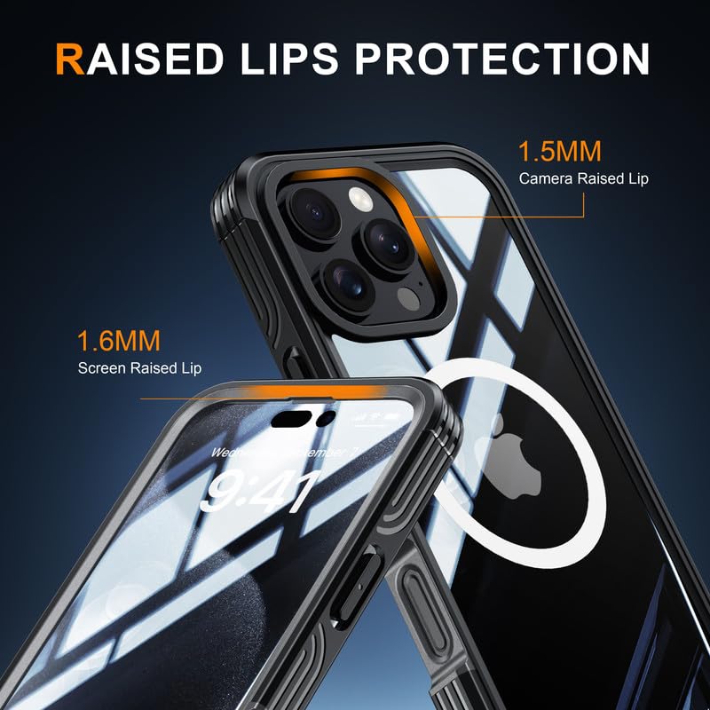 Image of LuxuryKase Shockproof Front & Back Cover for iPhone 16 Pro with Full Body Protection | Strong Grip | Camera & Screen Guard | Wireless Charging Support | Durable TPU+PC Design - Blue