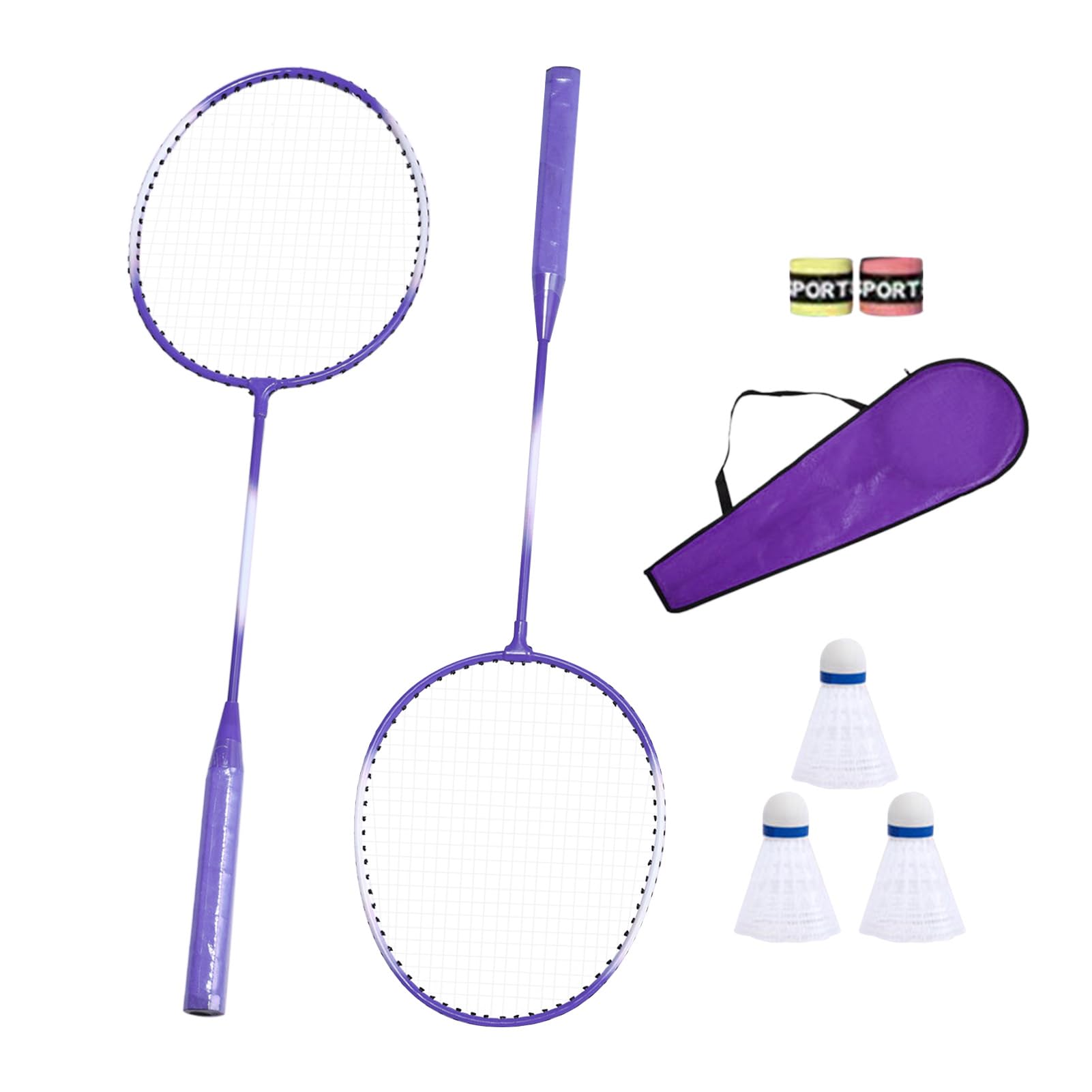 Lot de 2 raquettes de badminton pour joueur stable, prise en main confortable, ensemble de raquettes de badminton pour 2 joueurs, ensemble de badminton en alliage, ensemble de badminton professionnel,
