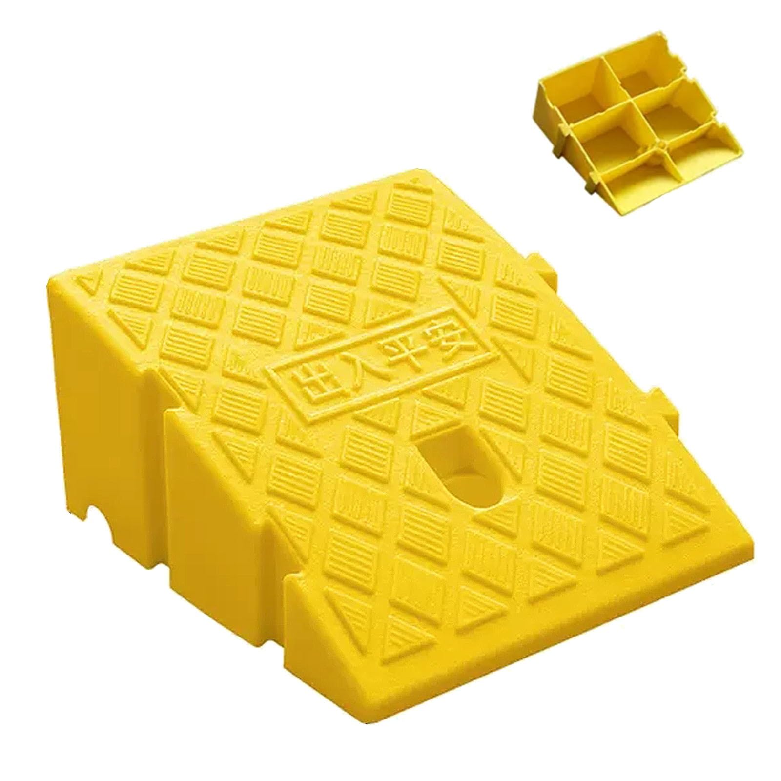 Rampa para Bordillos Rampas de Coche Portát y Ligeras Rampas de Plástico Rampa de Acceso 1 Paquete para Moto Silla de Ruedas Scooter Bicicleta Andador Aceras Garajes(Yellow,H-19CM)