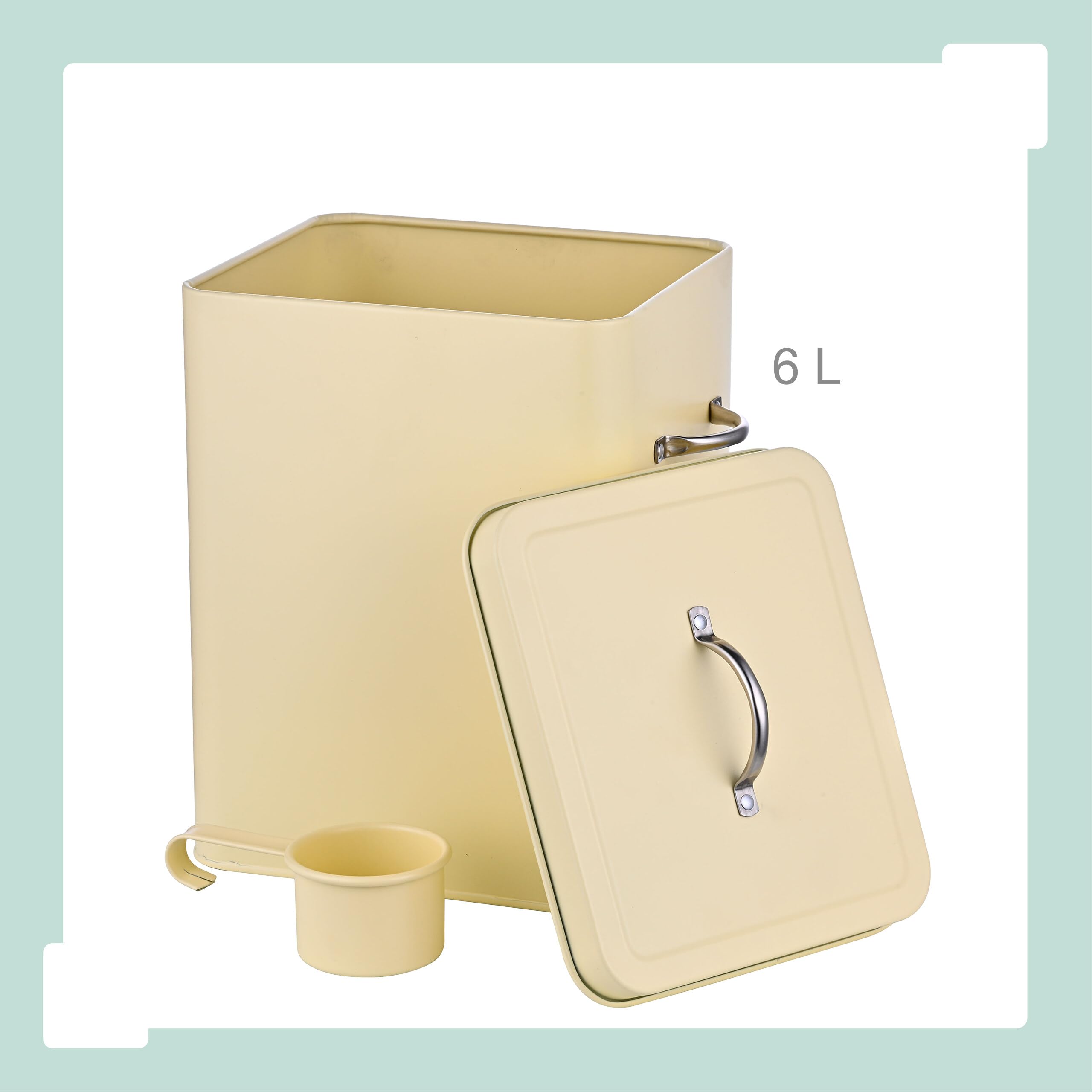 Relaxdays Contenitore detersivo 6L, Metallo, Scatola con misurino, Design retrò, Anche per Alimenti Animali, Beige 25.5X