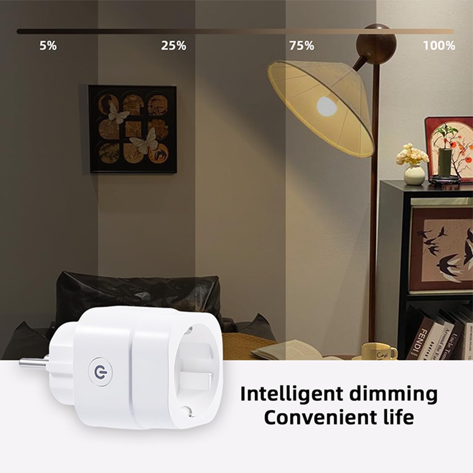 Enchufe inteligente con WiFi, compacto, control de voz y aplicación, compatible con Smart Life, sin concentrador, para bombillas LED regulables