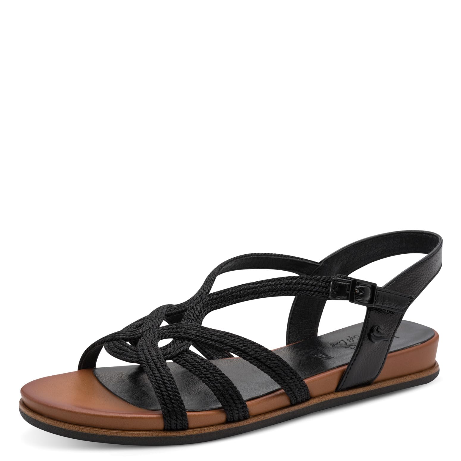 Jana Women's Flat Vegan Flat Sandals, Black, EU 41
