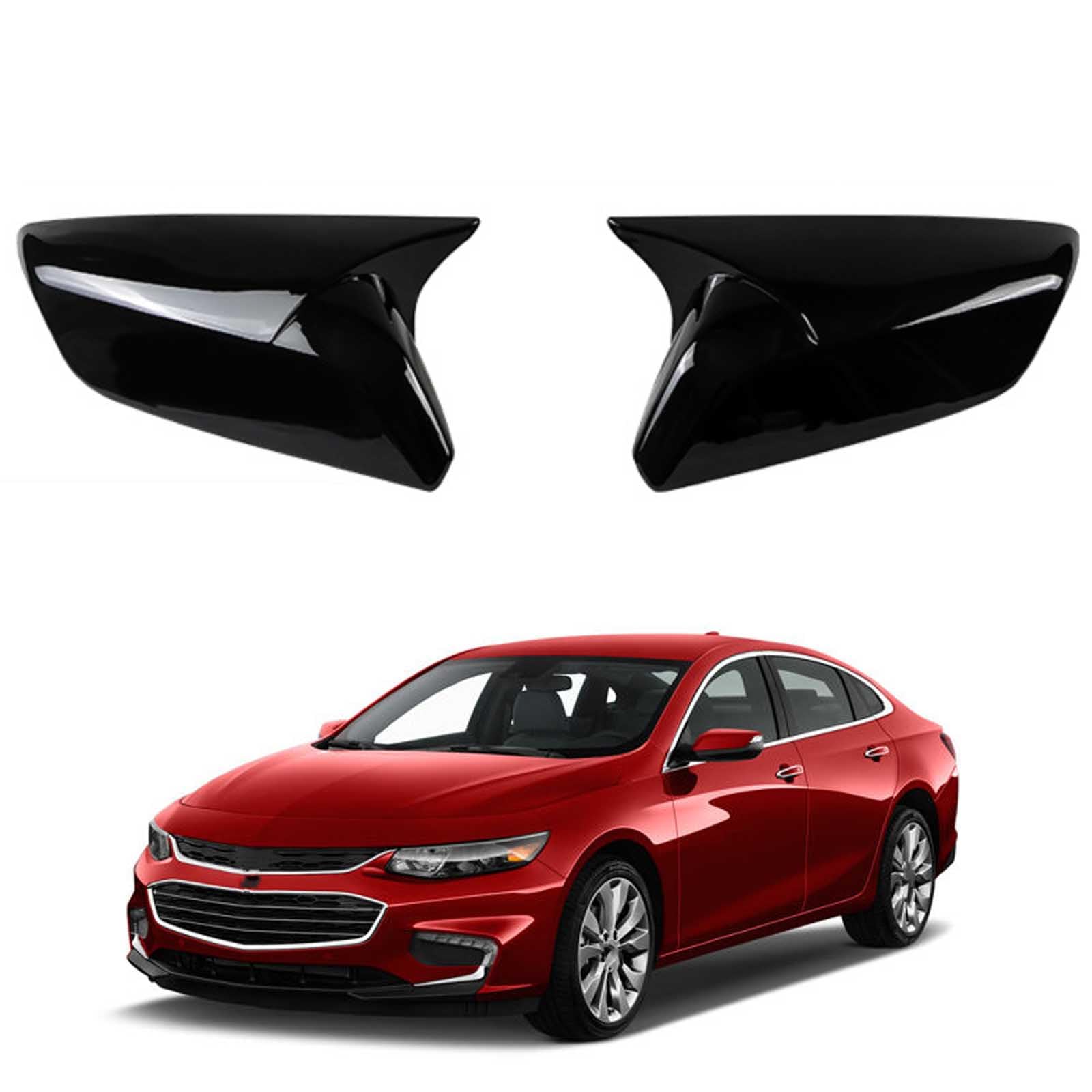 PAPEP Door Mirror Cover Caps for Malibu 2016, Left Right Side Wing Rearview Mirror Cover Lid 2 Pieces Exterior Styling Accessory,Glossy black