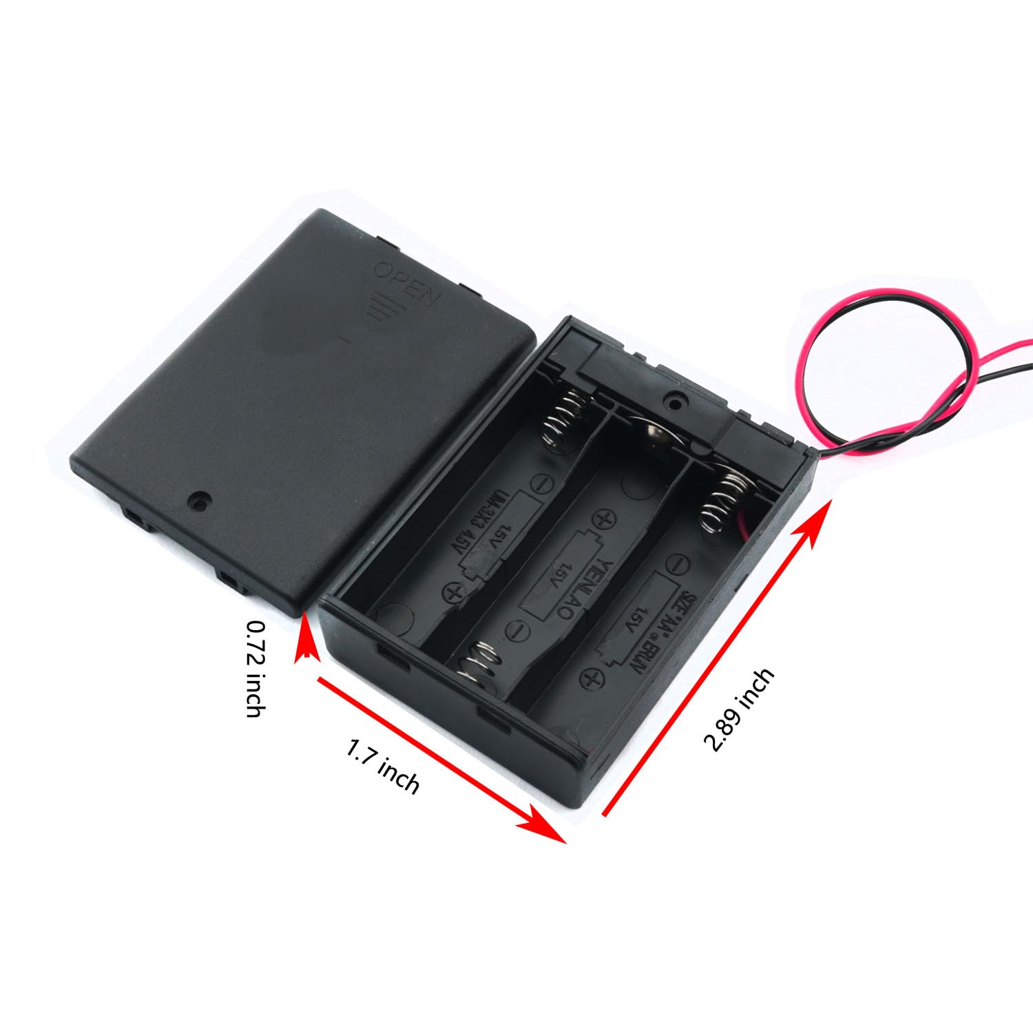 YHXiXi 2pcs AA Battery Holder Battery Holders, (3x1.5V) 4.5V AA Battery Pack Holder, 3 AA Battery Holders with Leads, with Magic Stickers and Wire Connectors