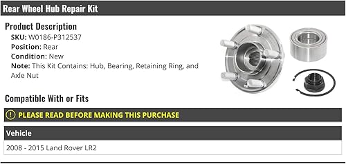 Kit de reparación de cojinetes y bujes de rueda trasera, compatible con Land Rover LR2 2008-2015