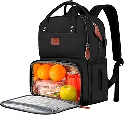 Mochila Feminina de Trabalho com Cooler Térmico Integrado para Marmita, Compartimento Acolchoado para Notebook 15.6", Porta USB e Design Moderno