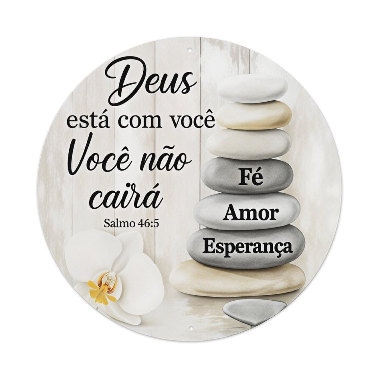 God Is With You You Will Not Fall Faith Love Hope Psalm 465 Round Tin Sign Vintage Style Metal Sign Home Bar Garden Wall Plaque Decor Metal Poster 8x8 Inch