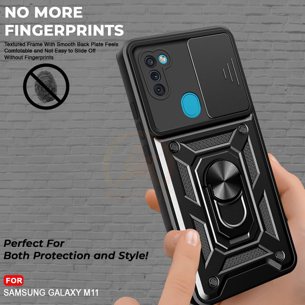 Samsung M11 Armor Case - Camera Cover & Kickstand -3