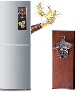 Wall Mounted Magnetic Bottle Opener, Unique Beer Fathers Day Gift Ideas for Dad Him Boyfriend Husband Grandpa Uncle,Housewarming Gifts for New Home, Birthday Gift, Use as Kitchen-Yard-Bar Decoration
