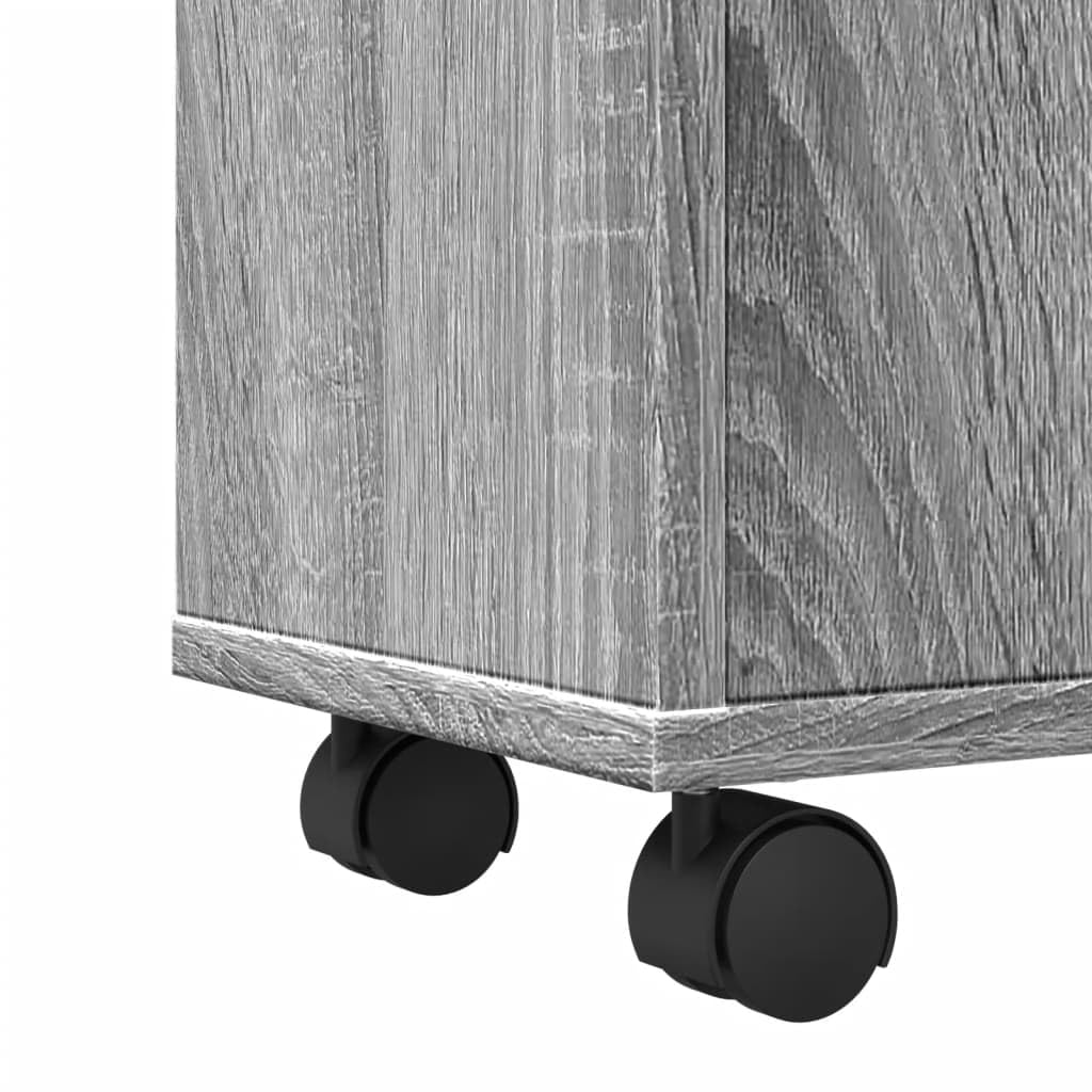 Mobile da Bagno Stretto con Ruote Grigio Sonoma in Truciolato, 2 Cassetti