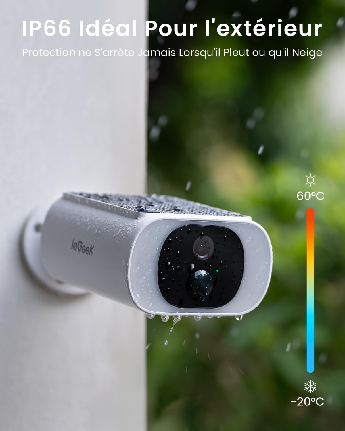 ieGeek Camera Surveillance WiFi Exterieure sans Fil Solaire - 2K Caméra avec Panneau Solaire Intégré, Batterie 5200mAh, Vision Nocturne Couleur, Détection IA, Alarme, Audio Bidirectionnel, IP66, S1