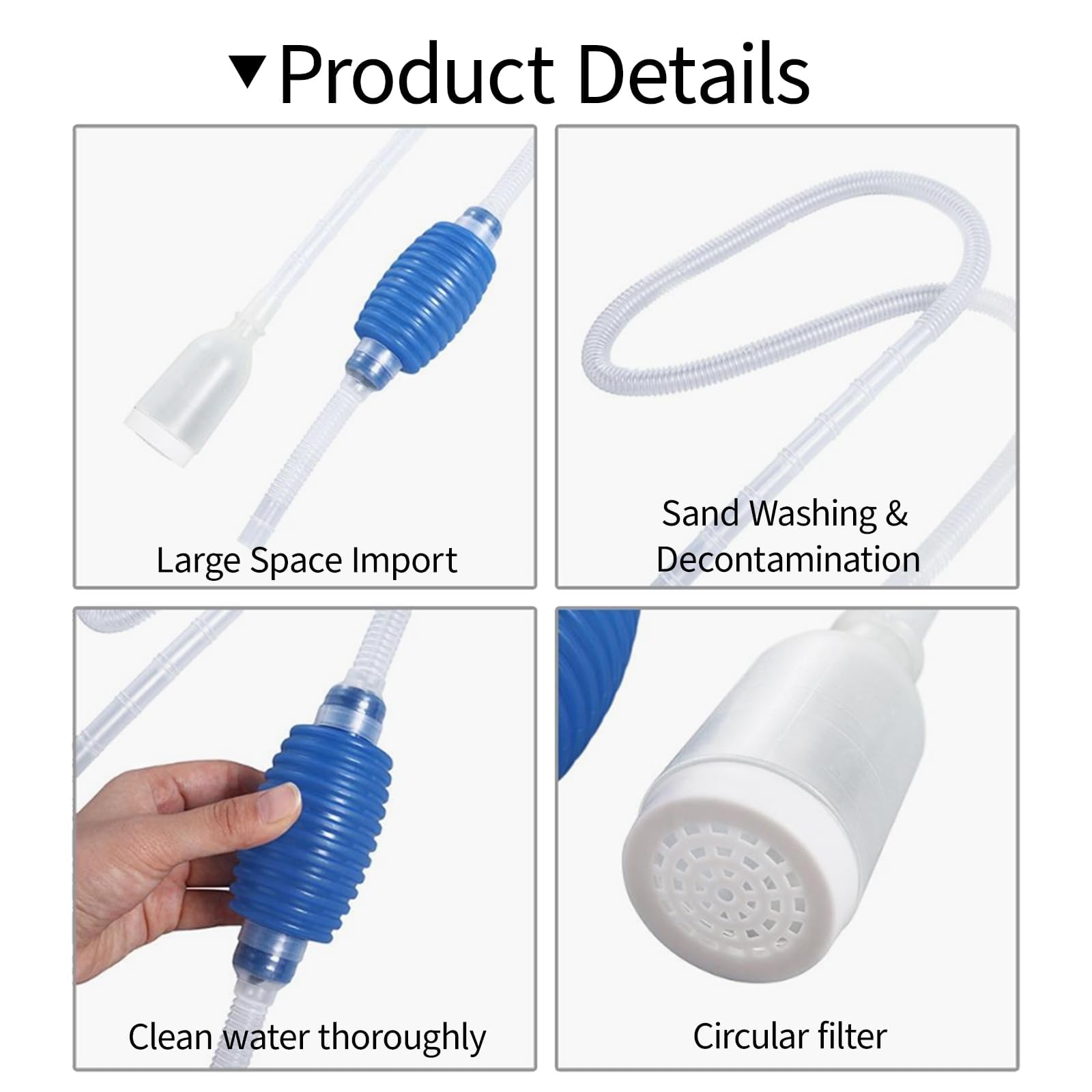 FENGRUI 1 Pcs Aquarium Gravel Cleaner,Aquarium Syphon Pump Fish Tank Hand Pump Siphon Gravel Cleaner Siphon Pump Kit for Fish Tank Daily Water Changing Filter Sand Cleaning(Blue) - Image 3