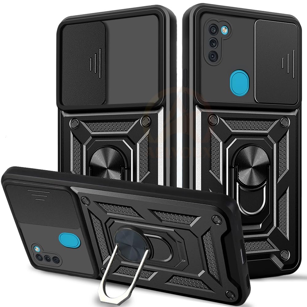 Samsung M11 Armor Case - Camera Cover & Kickstand -1