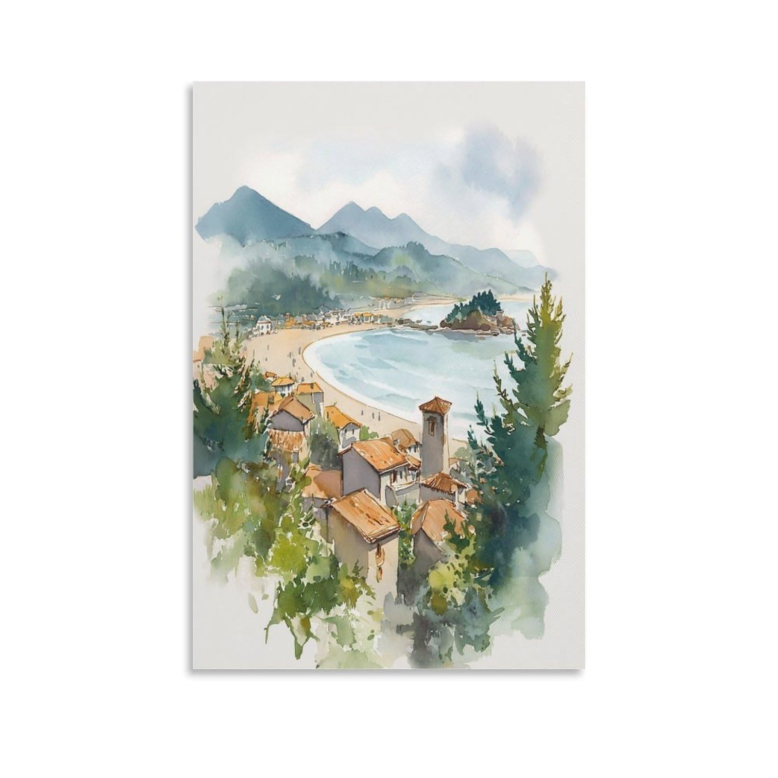 Xwymxz Unframe-Style Tofino 20X30inch(50X75cm) Vintage Travel Poster Watercolor Canvas Art