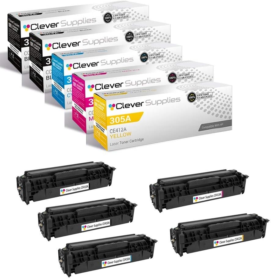Compatible Toner Cartridge Set of 4 Colors for HP Pro 400 Color M475 ce410 a ce411 a ce412 a ce413a HP 305A, LaserJet Pro 300 M375nw, M451dn, M451dn, M451dw, M451nw, M451nw, M451nw