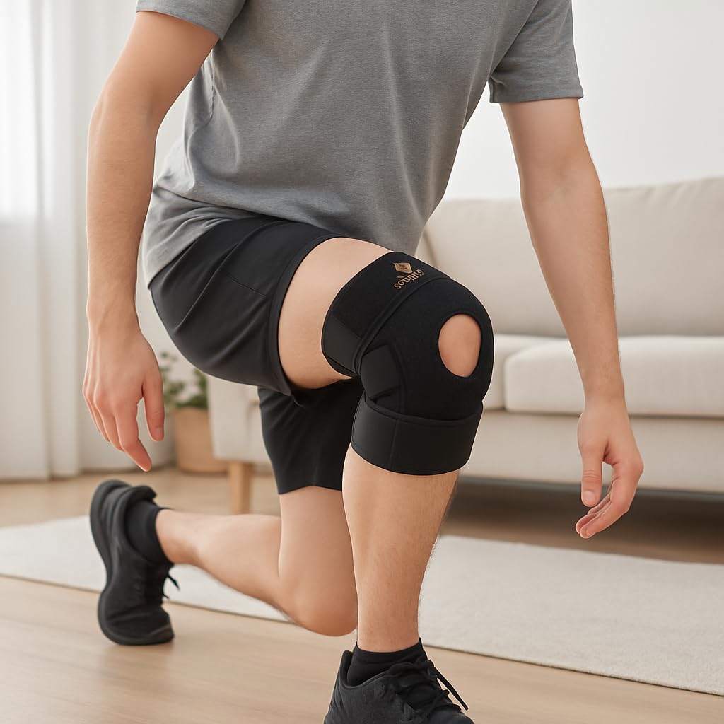 LOOPYZ Genouillère Sport Rotulienne Ligamentaire | Attelle de Maintien Genou pour Running, Basket, Fitness, Crossfit, Rééducation et Arthrose | Stabilisateur Articulations avec Compression Ajustable